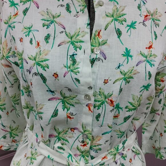 Vicci Brand, Size 42 Linen Dress, Tropical Pattern - Picture 2 of 9